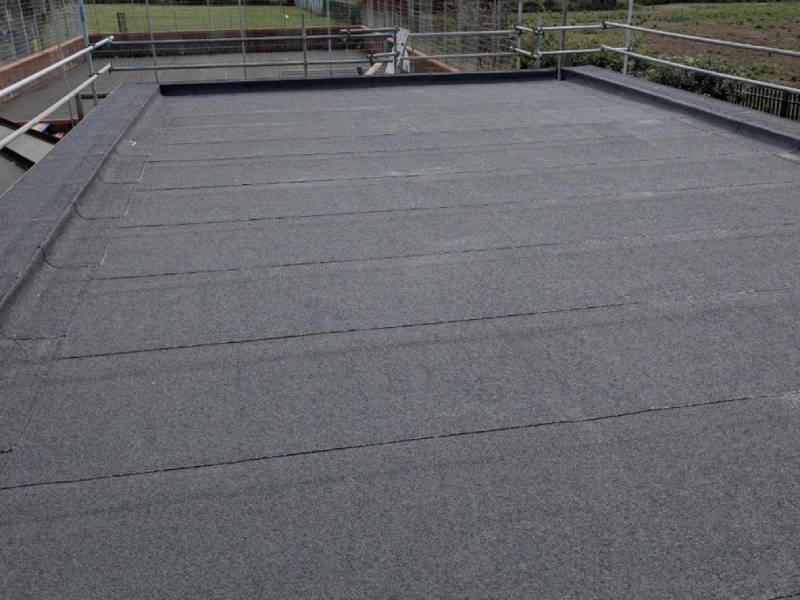 Newly laid built up flat roof system on a commercial building